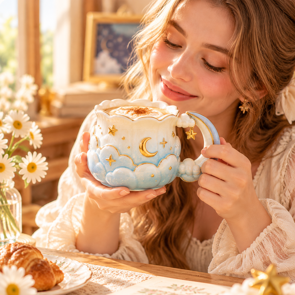 mugfolkery® Cloud & Star Ceramic Coffee Mug