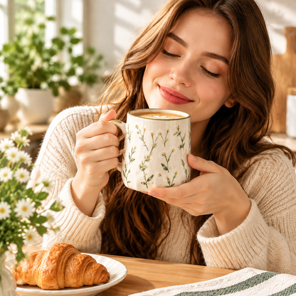 mugfolkery® Daisy Floral Ceramic Coffee Mug