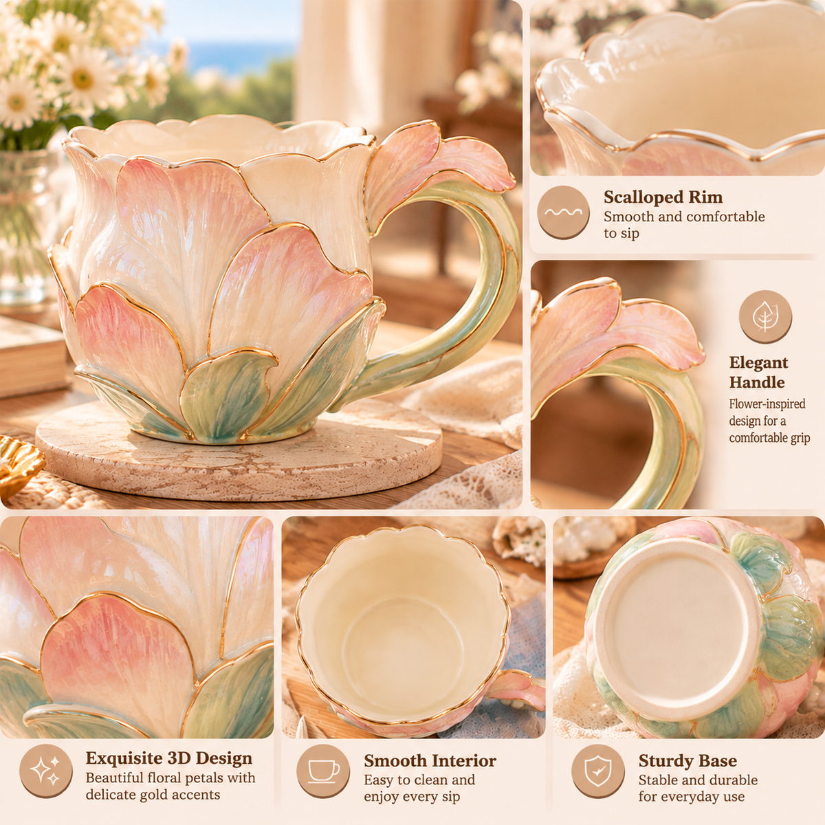mugfolkery® Blooming Petal Ceramic Coffee Mug