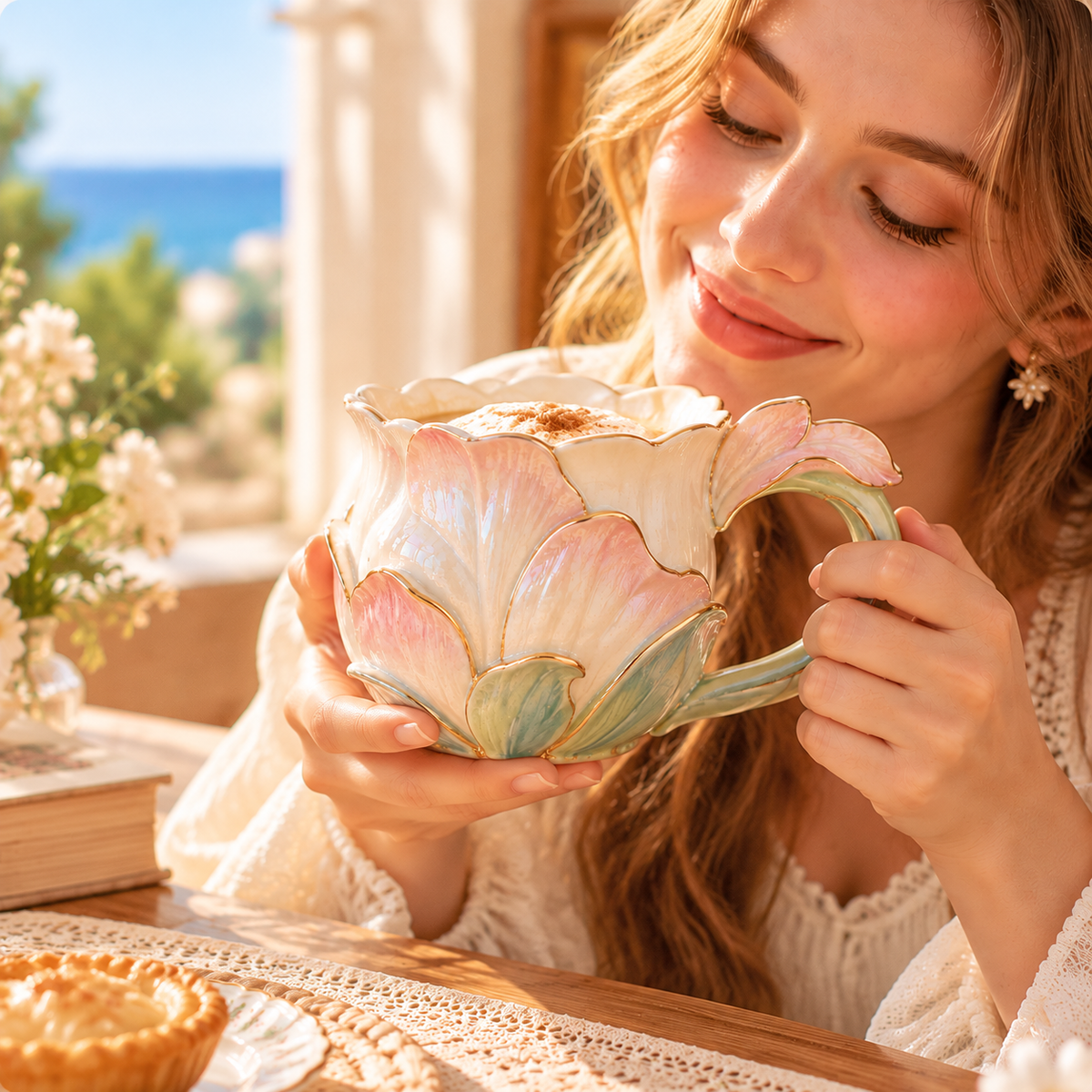 mugfolkery® Blooming Petal Ceramic Coffee Mug