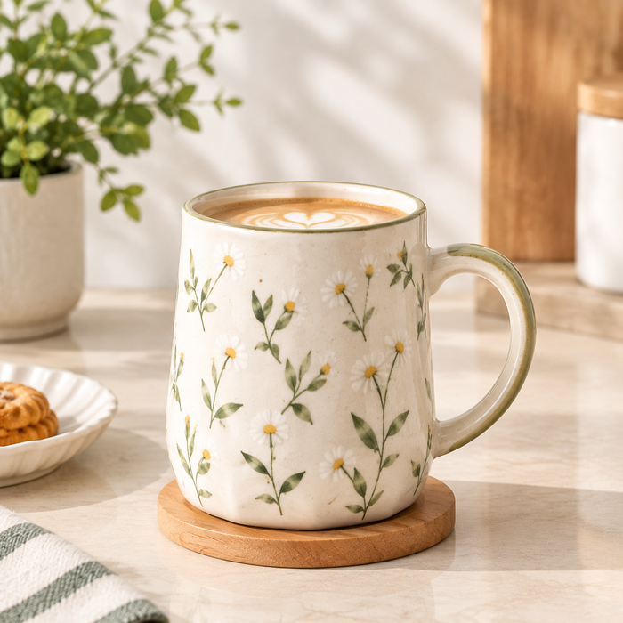 mugfolkery® Daisy Floral Ceramic Coffee Mug