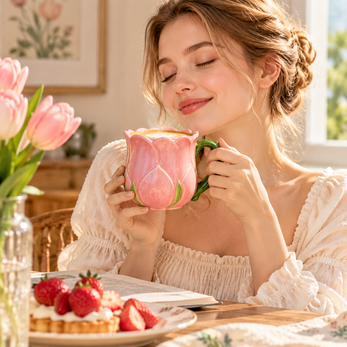 mugfolkery® Tulip Petal Ceramic Coffee Mug