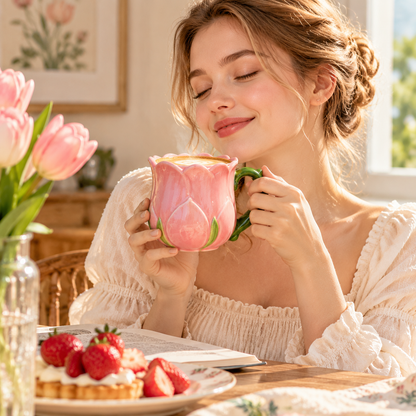mugfolkery® Tulip Petal Ceramic Coffee Mug