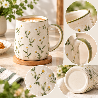 mugfolkery® Daisy Floral Ceramic Coffee Mug