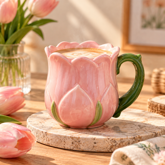 mugfolkery® Tulip Petal Ceramic Coffee Mug