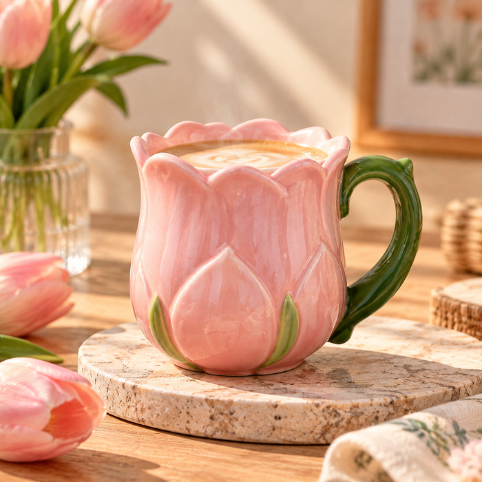 mugfolkery® Tulip Petal Ceramic Coffee Mug