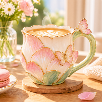 mugfolkery® Butterfly Bloom Ceramic Coffee Mug