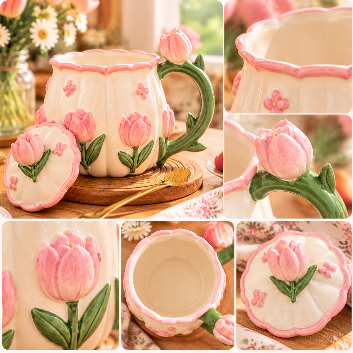 mugfolkery® Tulip Flower Ceramic Coffee Mug