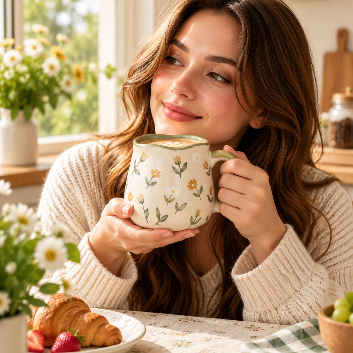 mugfolkery® Floral Ceramic Coffee Mug