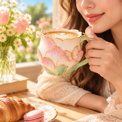 mugfolkery® Butterfly Bloom Ceramic Coffee Mug