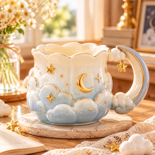mugfolkery® Cloud & Star Ceramic Coffee Mug