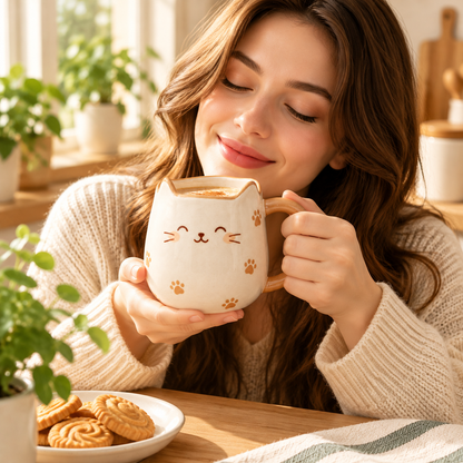 mugfolkery® Cute Cat Ceramic Coffee Mug