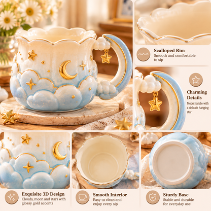 mugfolkery® Cloud & Star Ceramic Coffee Mug